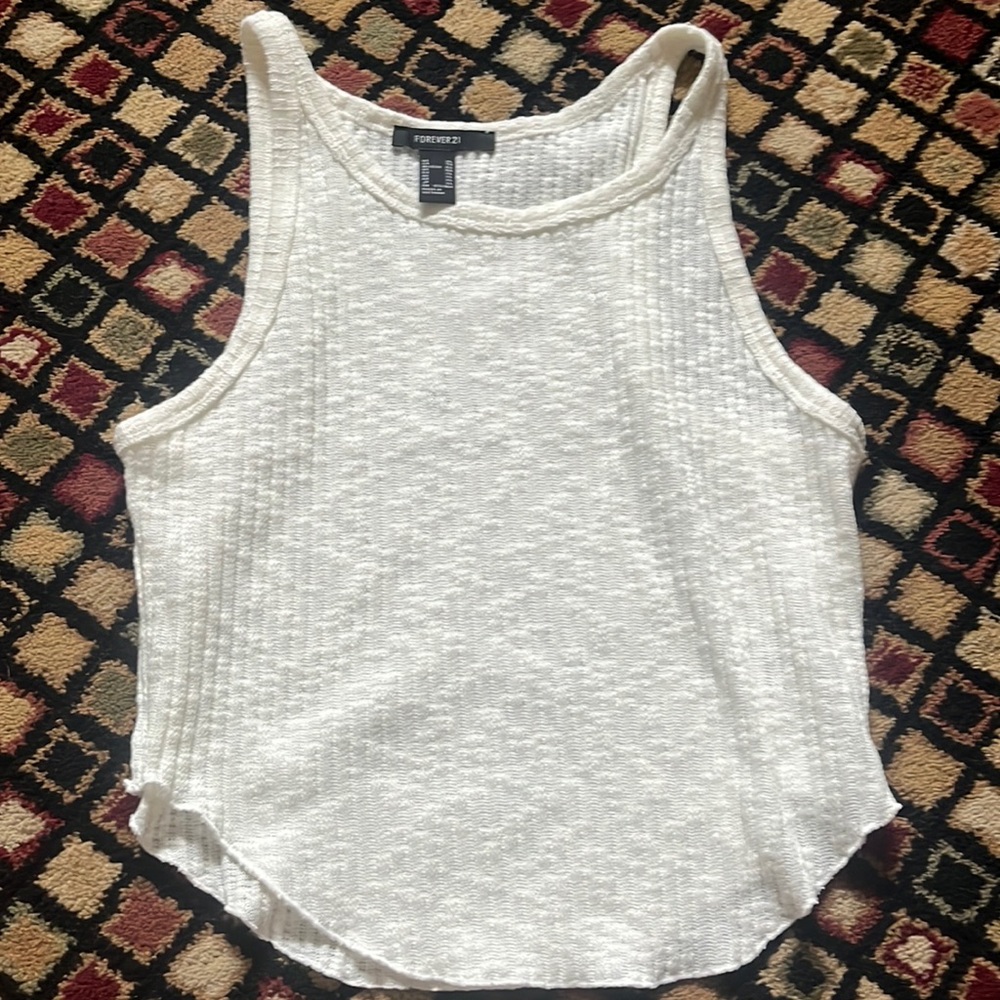 Forever 21 White Knitted Crop Top